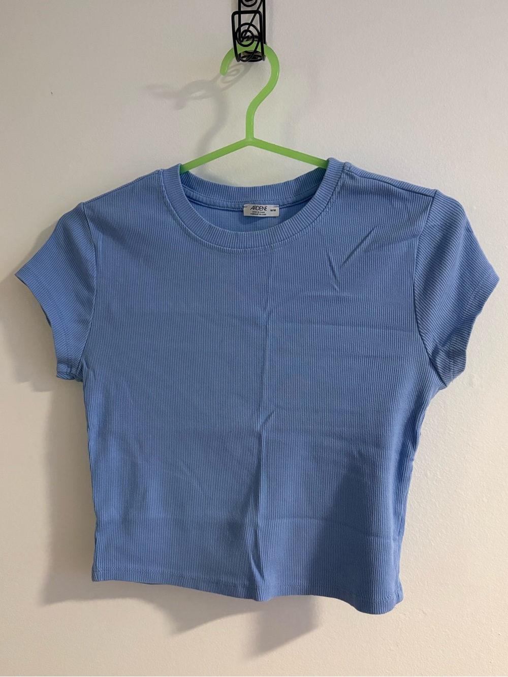 Ardene Short Sleeve Ribbed Tee in Light Blue